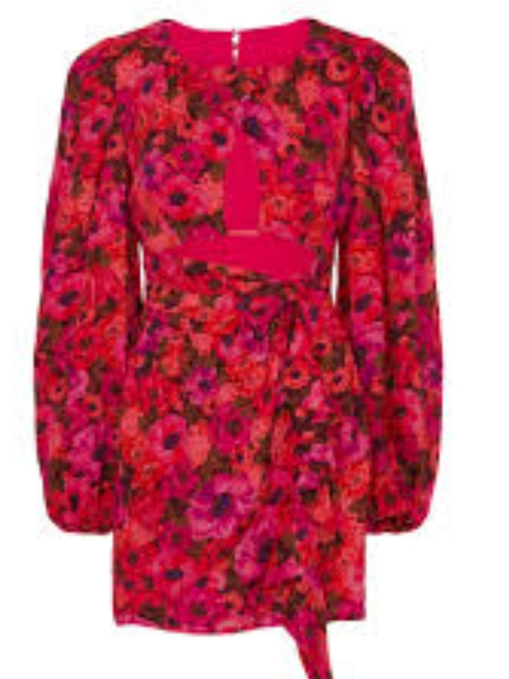 For Love And Lemons Hot Pink Floral Cutout Mini Dress